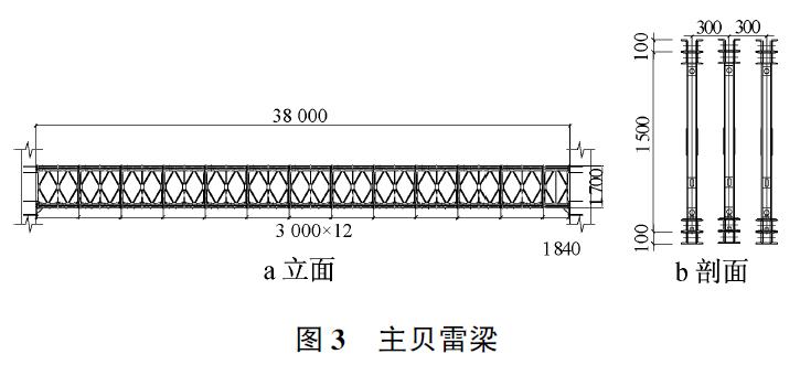 贝雷架连接尺寸_架体搭接长度_贝雷架支撑架