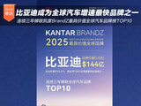 比亚迪已连续三年荣获凯度BrandZ发布的全球汽车品牌价值排行榜TOP10，并跻身全球汽车领域增长速度最快的品牌行列。