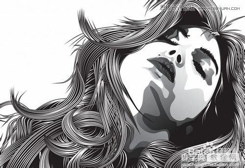 教你用Illustrator简单绘制逼真的美女头发1